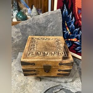 Wooden Hand Carved Trinket Chest